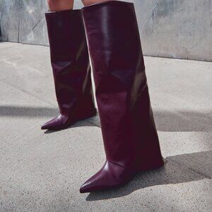 Burgundy PU Boots